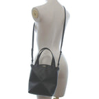 Loewe Puzzle Fold Mini Tote Shoulder 2-Way Logo Shiny Calfskin Black — view 8
