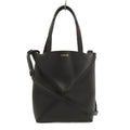 Loewe Puzzle Fold Mini Tote Shoulder 2-Way Logo Shiny Calfskin Black