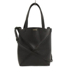 Loewe Puzzle Fold Mini Tote Shoulder 2-Way Logo Shiny Calfskin Black