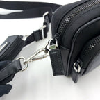 Prada Re-Nylon Saffiano Leather Nylon Black Shoulder Bag Silver — view 6