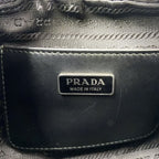 Prada Re-Nylon Saffiano Leather Nylon Black Shoulder Bag Silver — view 4