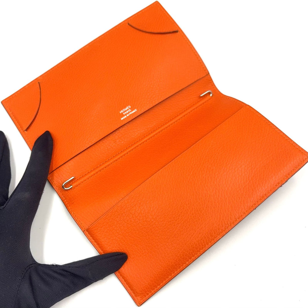 Hermes Adage Agenda Cover Globe Trotter Leather Orange Red Silver — view 3