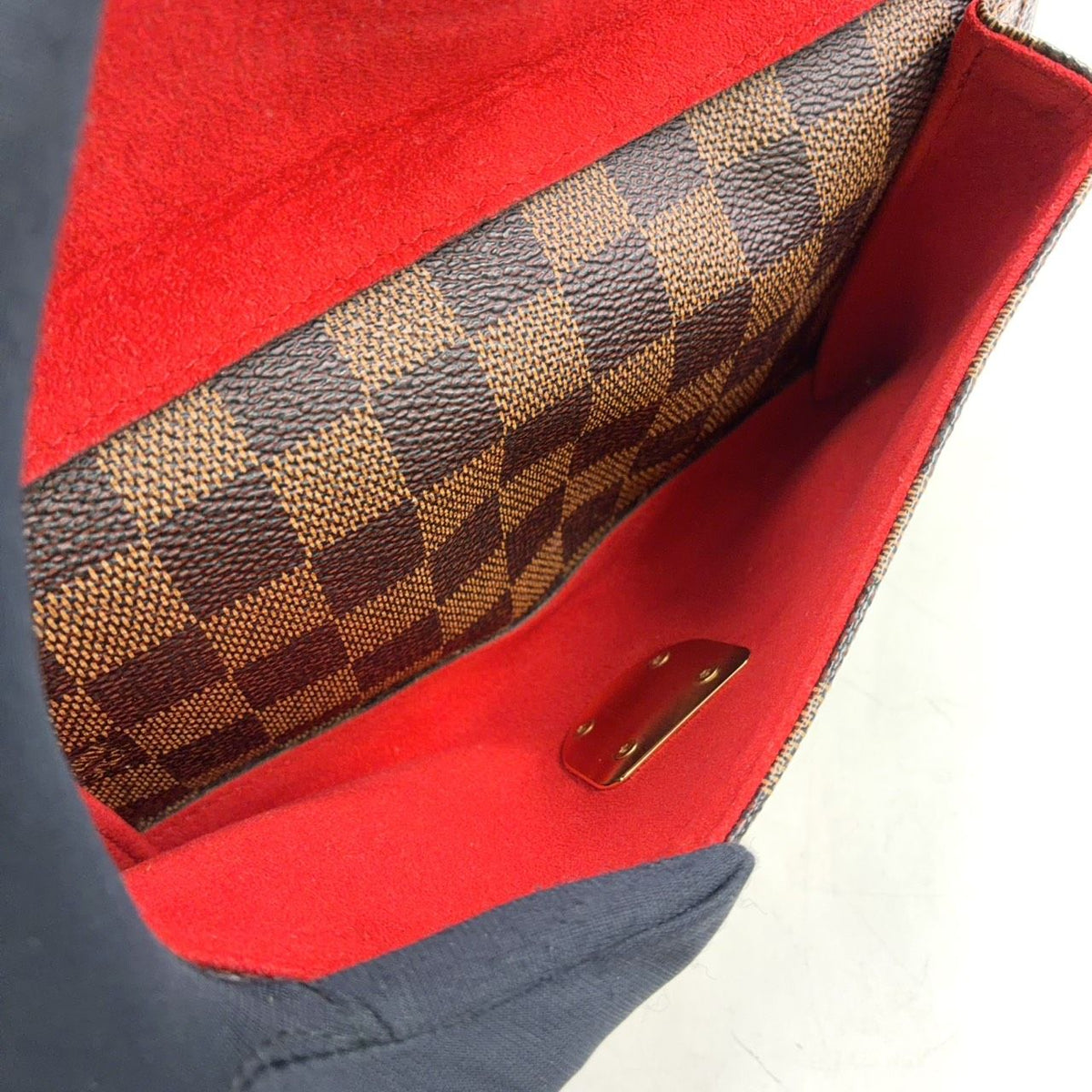 Louis Vuitton Ravello GM Damier Ebene Leather Brown Shoulder Bag Gold — view 8