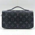 Louis Vuitton Zippy XL Monogram Eclipse Black Zip Around Wallet Silver
