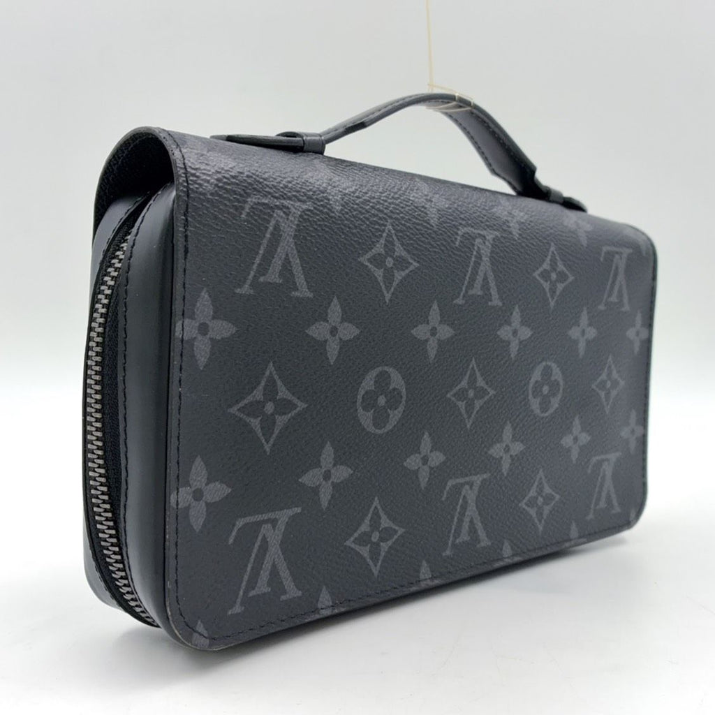 Louis Vuitton Zippy XL Monogram Eclipse Black Zip Around Wallet Silver — view 2
