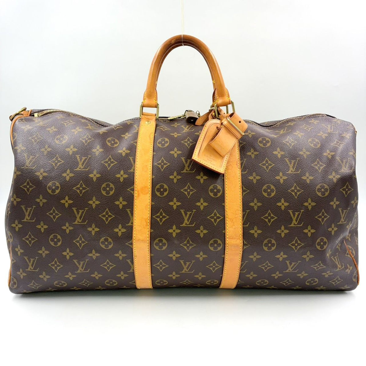 Louis Vuitton Keepall Bandouliere 55 Monogram Leather Brown Boston Bag Gold