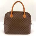 Celine Macadam Triomphe Dome Shape Leather Brown Handbag Gold