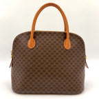 Celine Macadam Triomphe Dome Shape Leather Brown Handbag Gold