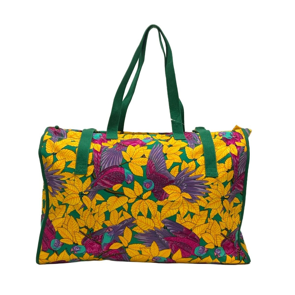 Hermes Tote Orange Green Multi Botanical Pattern Cotton — view 3