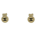 Chanel Earrings CC Logo Ribbon Gold Plated