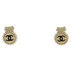 Chanel Earrings CC Logo Ribbon Gold Plated