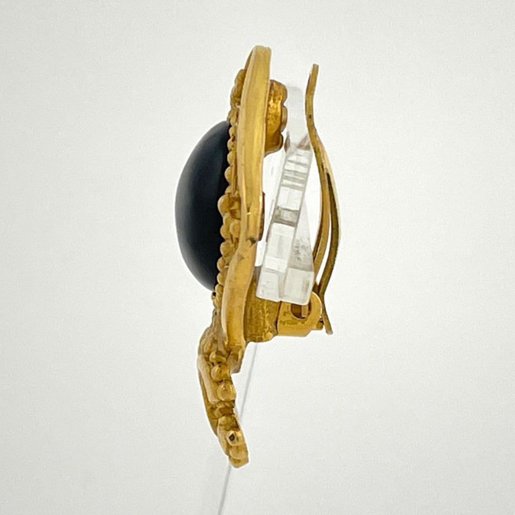 Chanel Earrings CC Logo Gold Plated Black — view 2
