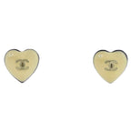 Chanel Earrings CC Logo Heart Motif Gold Plated Beige Black