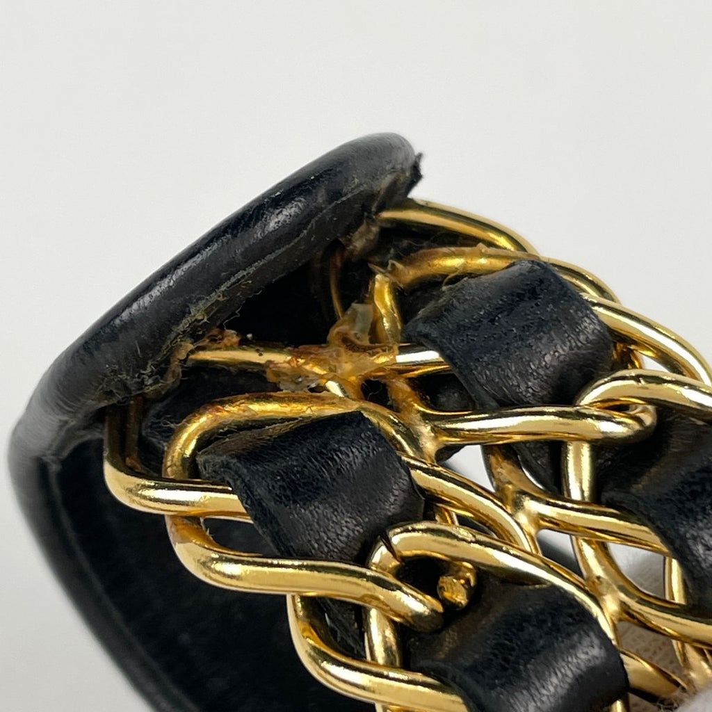Chanel Belt Chain Leather Black Gold — view 2