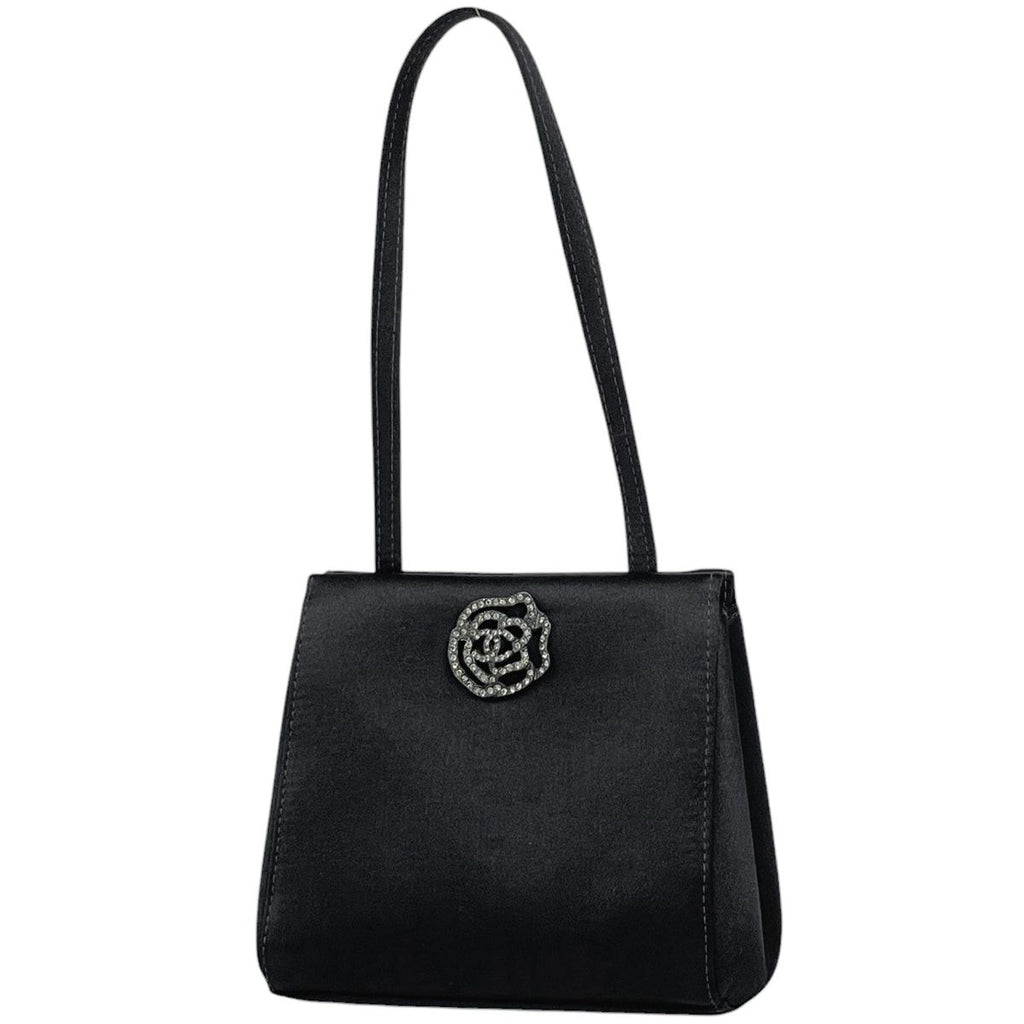 Chanel Handbag CC Logo Camellia Mini Satin Black