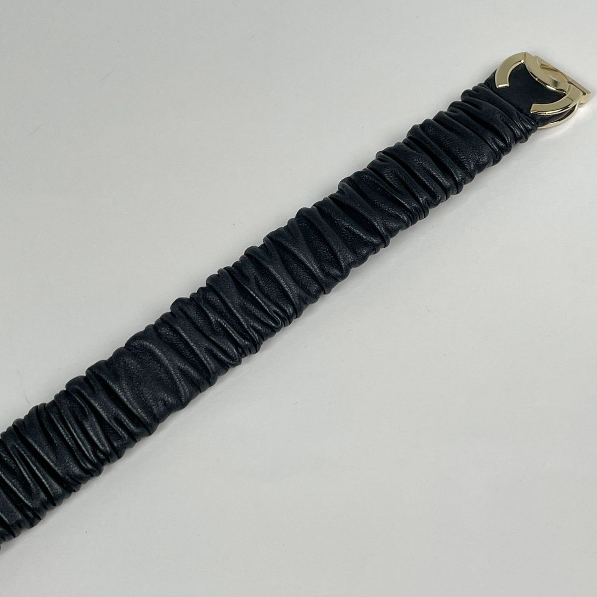Chanel Belt CC Logo Stamp Leather Black — view 4