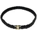 Chanel Belt CC Logo Stamp Leather Black