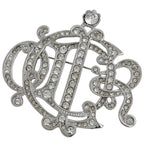 Dior Brooch Silver Plated Rhinestone