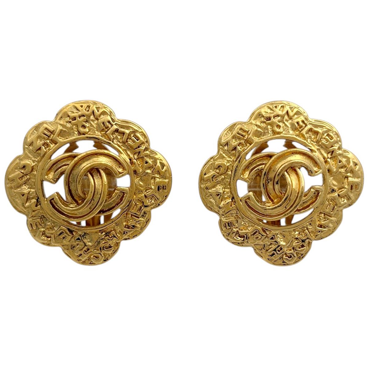 Chanel Earrings CC Logo Gold Plated