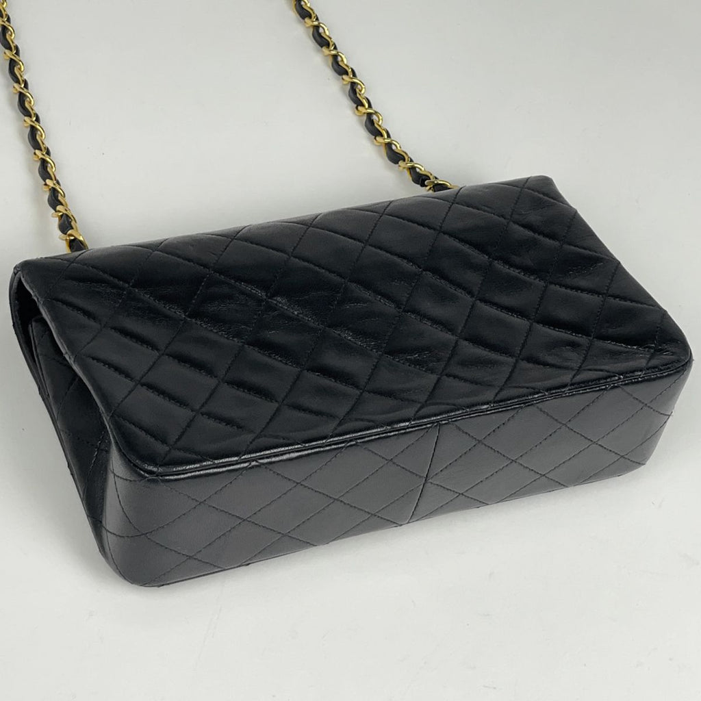 Chanel Shoulder Bag Quilted Single Flap CC Logo Leather Black — view 2