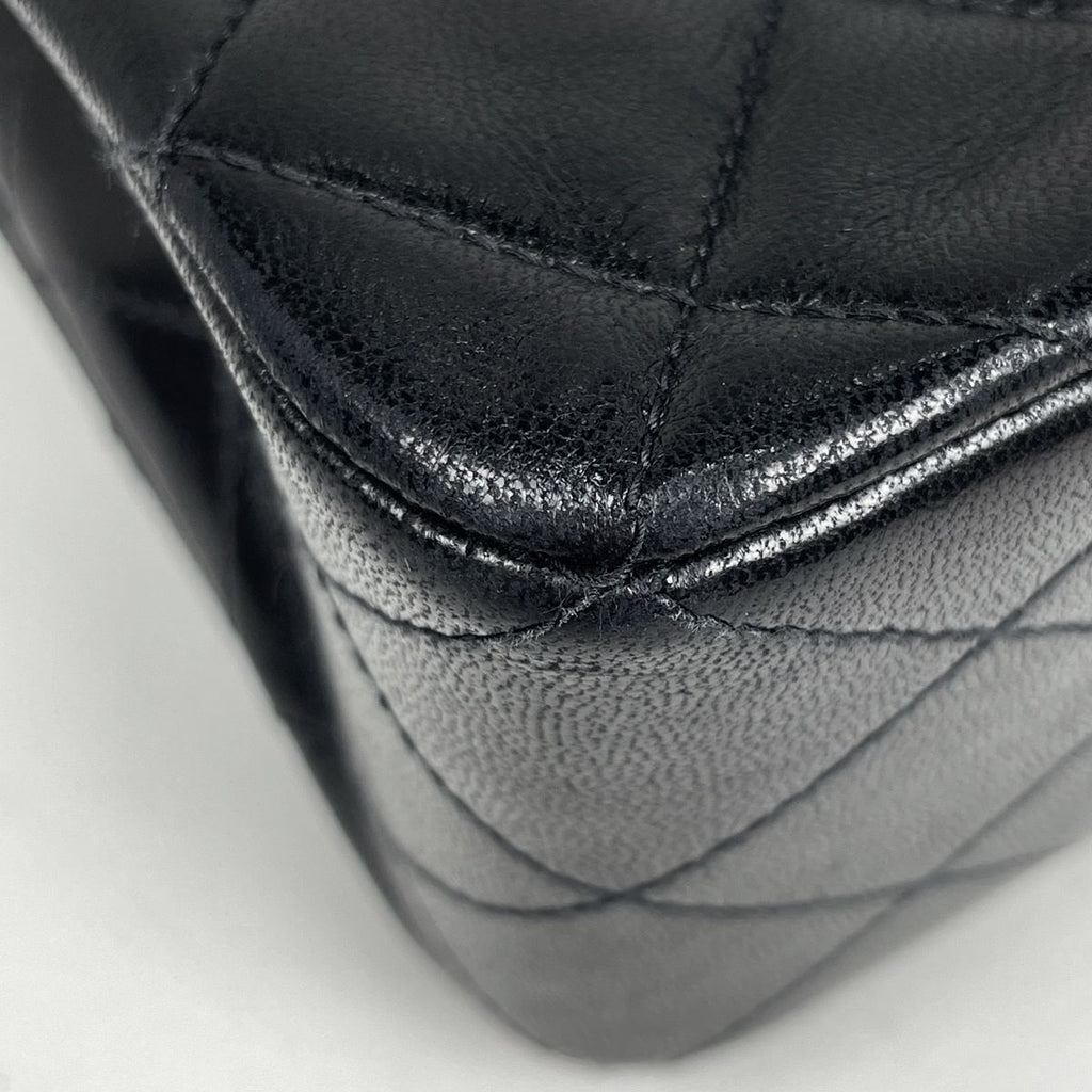 Chanel Shoulder Bag Quilted Single Flap CC Logo Leather Black — view 3