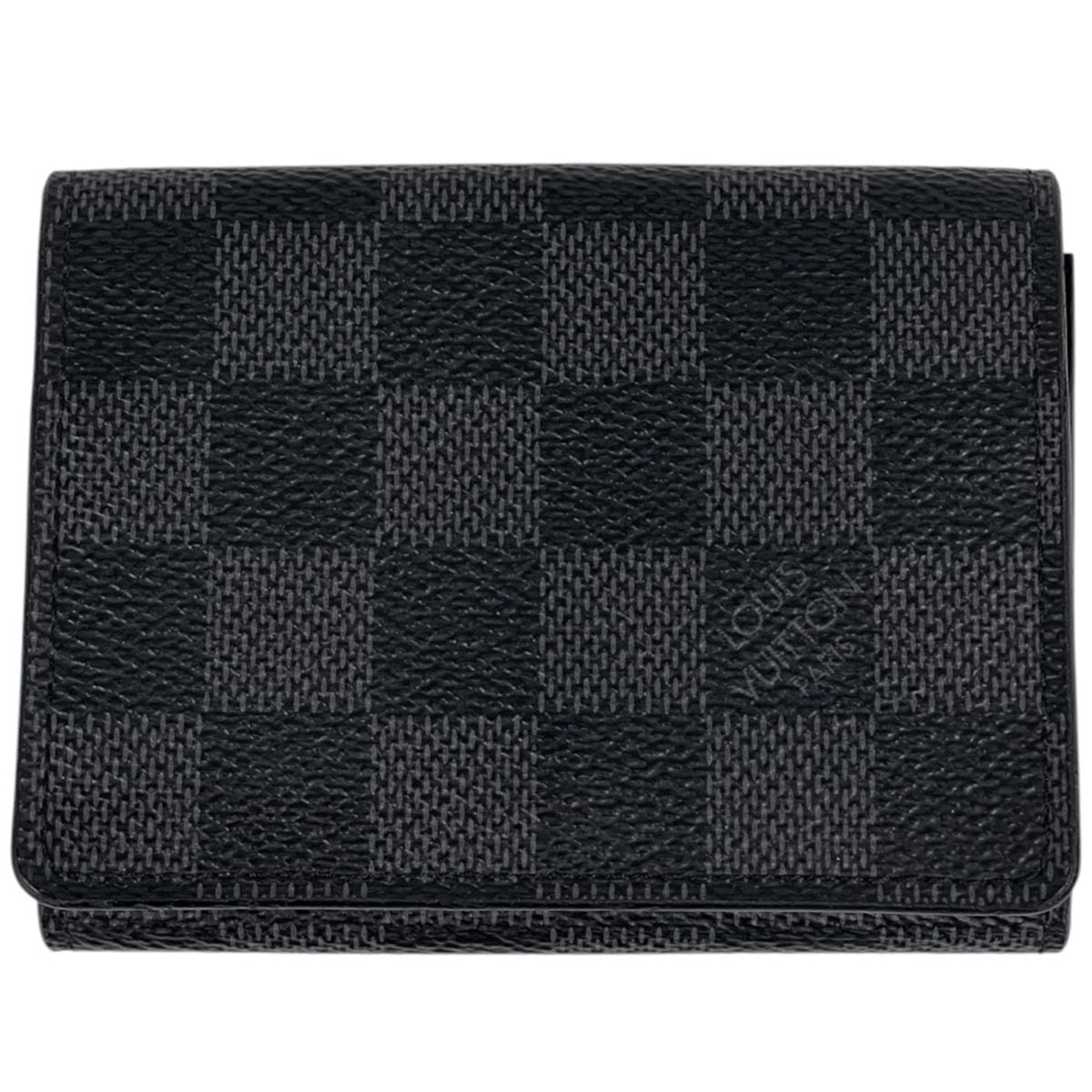 Louis Vuitton Envelope Business Card Holder Case Damier Graphite Black
