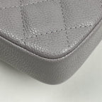 Chanel Shoulder Bag CC Logo Quilted Phone Case Caviar Leather Gray — view 3