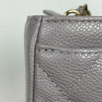 Chanel Shoulder Bag CC Logo Quilted Phone Case Caviar Leather Gray — view 5