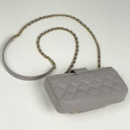 Chanel Shoulder Bag CC Logo Quilted Phone Case Caviar Leather Gray — view 2