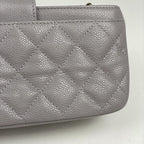 Chanel Shoulder Bag CC Logo Quilted Phone Case Caviar Leather Gray — view 4