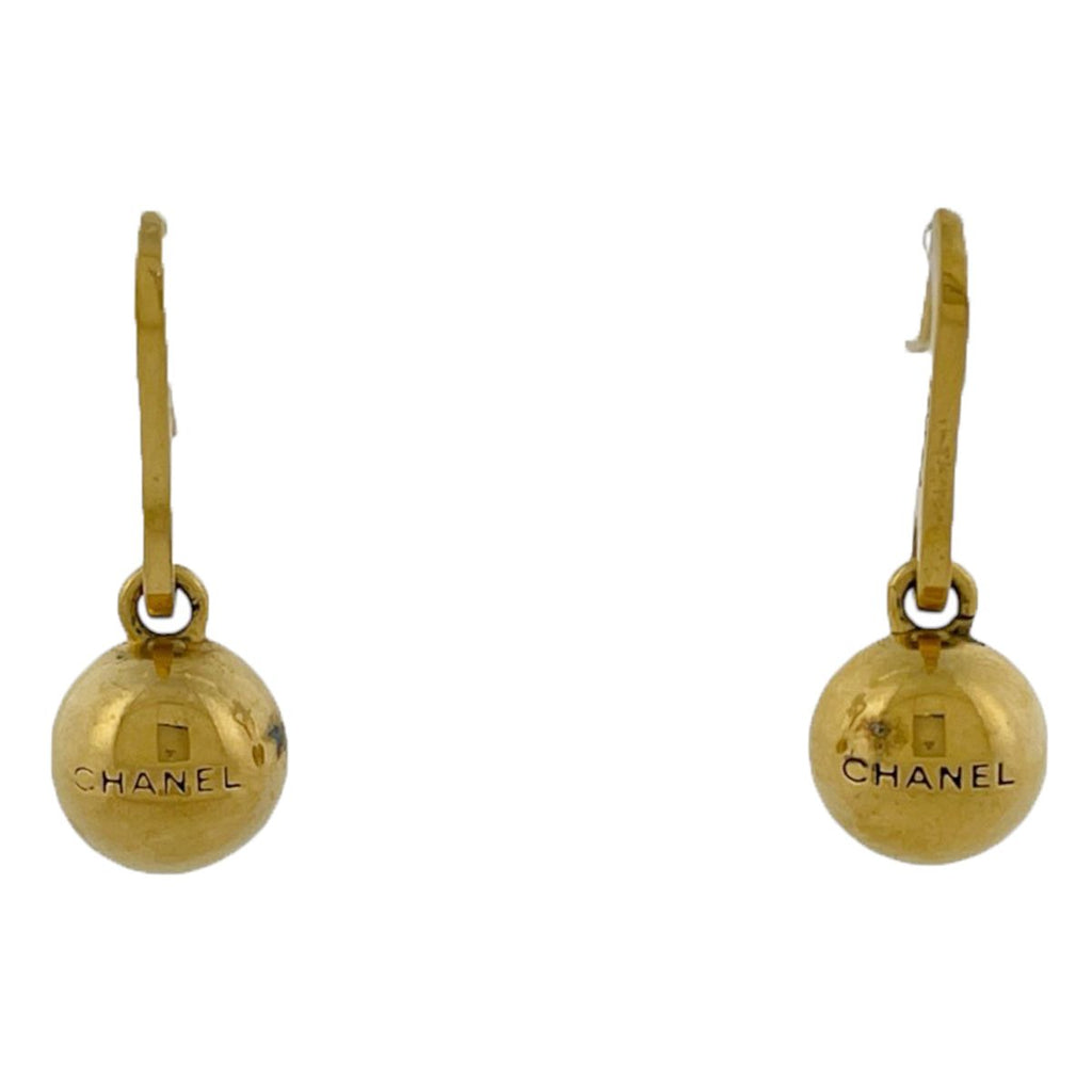 Chanel Earrings Swing Ball Sphere Gold Plated