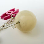 Chanel Brooch CC Logo Pin Silver Plated Pink White — view 3
