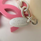 Chanel Brooch CC Logo Pin Silver Plated Pink White — view 5