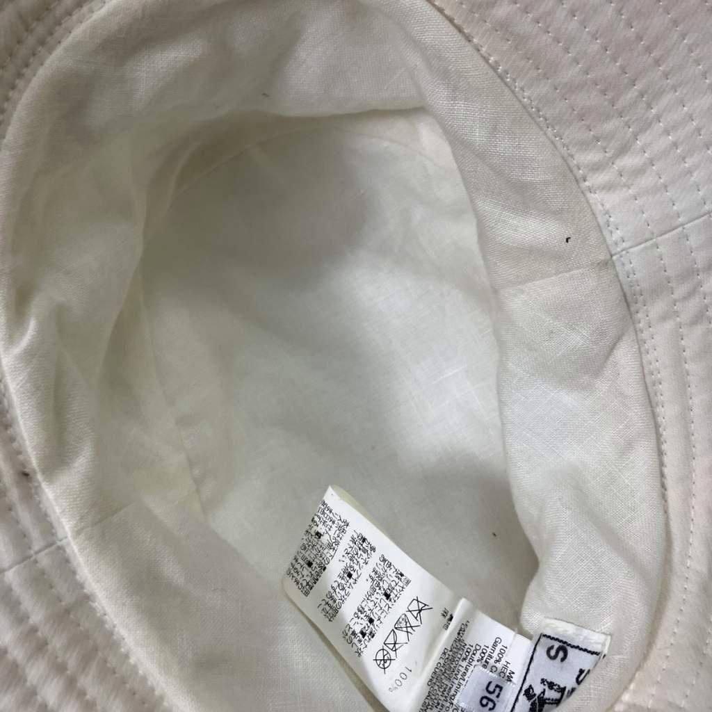 Hermes Linen Hat Braided Leather Hat 56 White — view 5