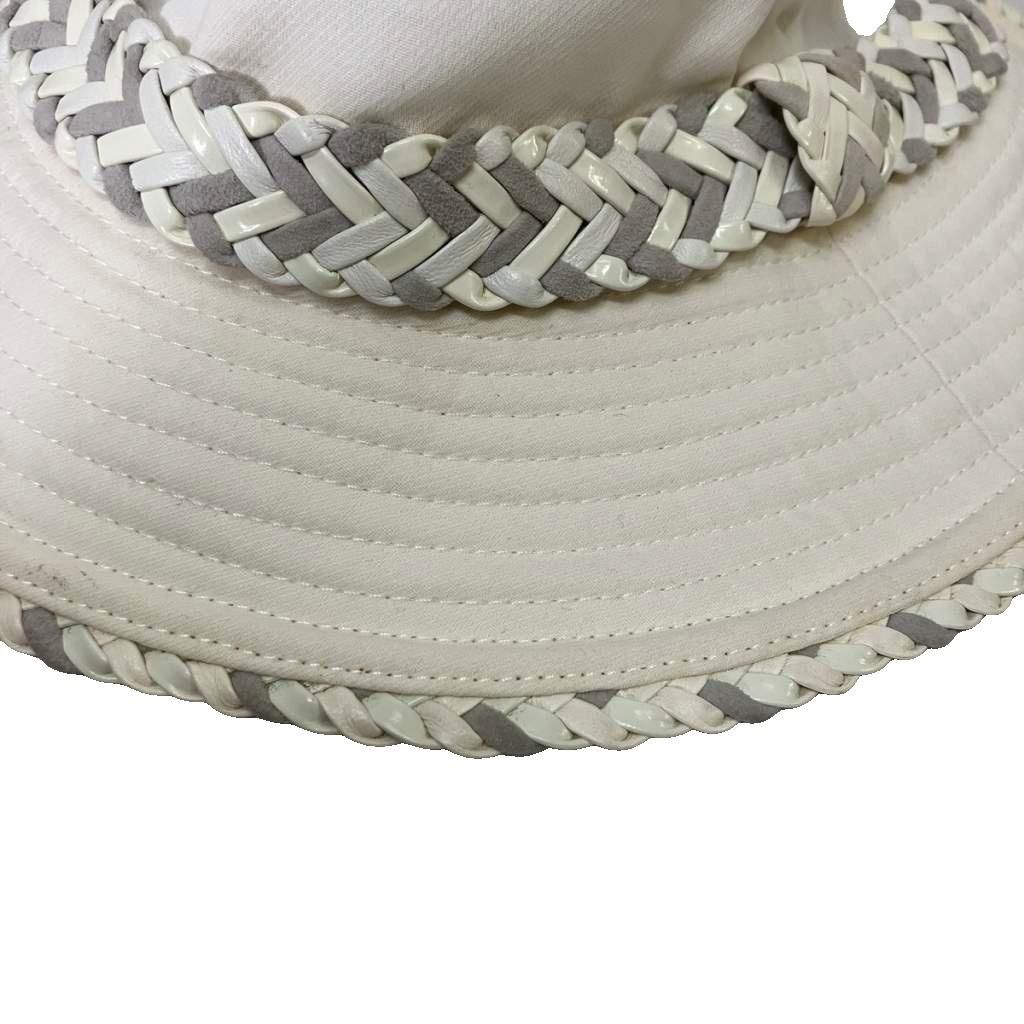 Hermes Linen Hat Braided Leather Hat 56 White — view 7