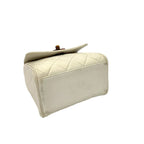 Chanel Quilted CC Logo Lambskin Chain Mini Handbag White Brown — view 7