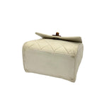 Chanel Quilted CC Logo Lambskin Chain Mini Handbag White Brown — view 8