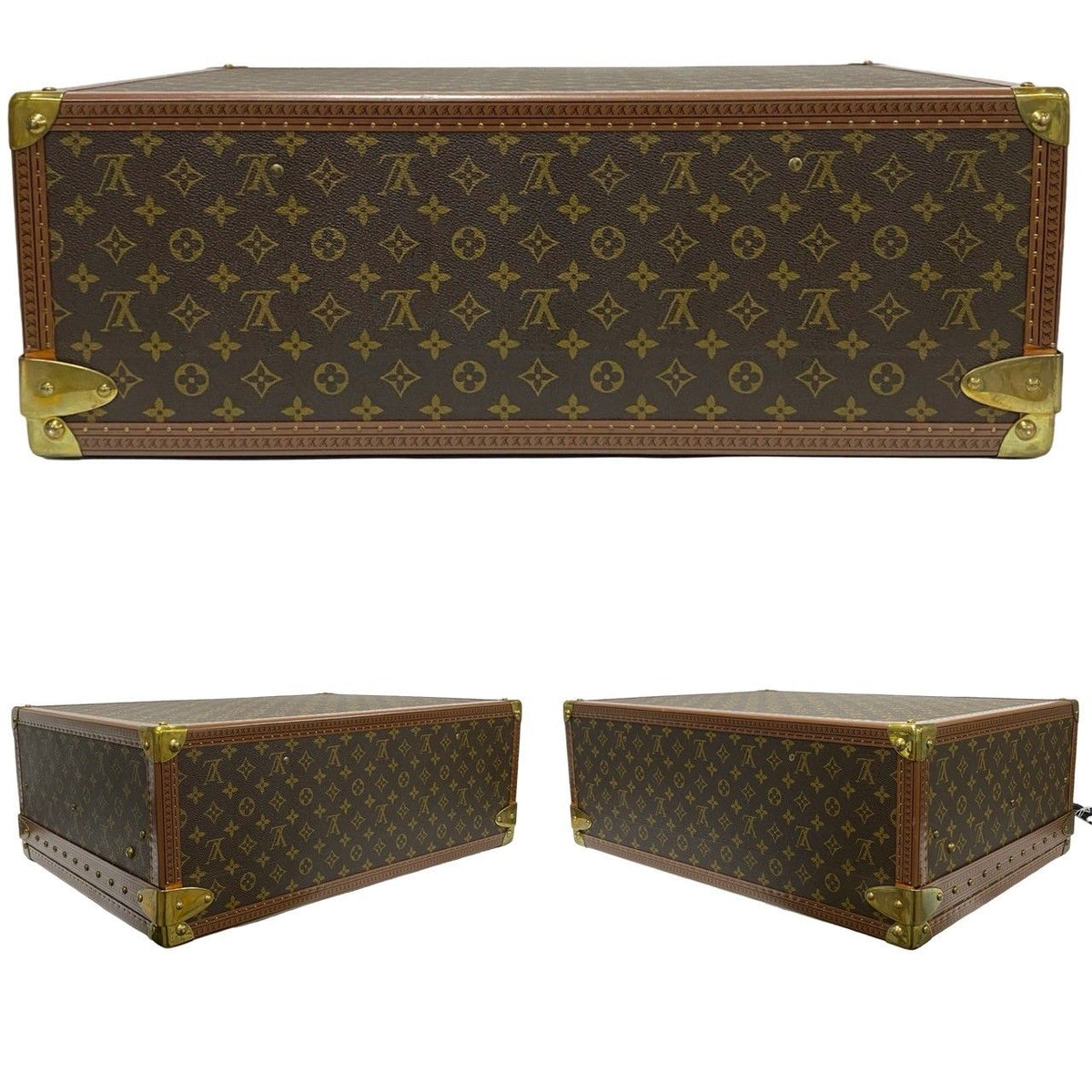 Louis Vuitton Monogram Alzer 60 Leather Trunk Carry Case Suitcase Brown — view 5