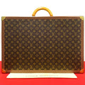 Louis Vuitton Monogram Alzer 60 Leather Trunk Carry Case Suitcase Brown