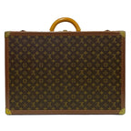 Louis Vuitton Monogram Alzer 60 Leather Trunk Carry Case Suitcase Brown — view 3
