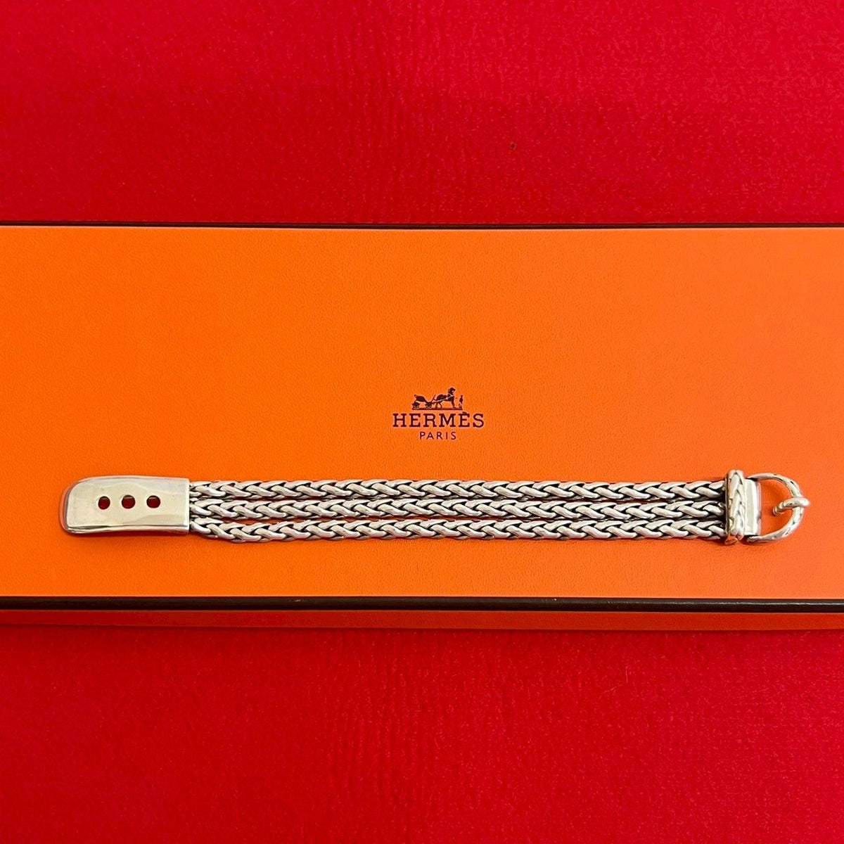 Hermes Vintage Diane 925 Sterling Silver Bracelet Bangle