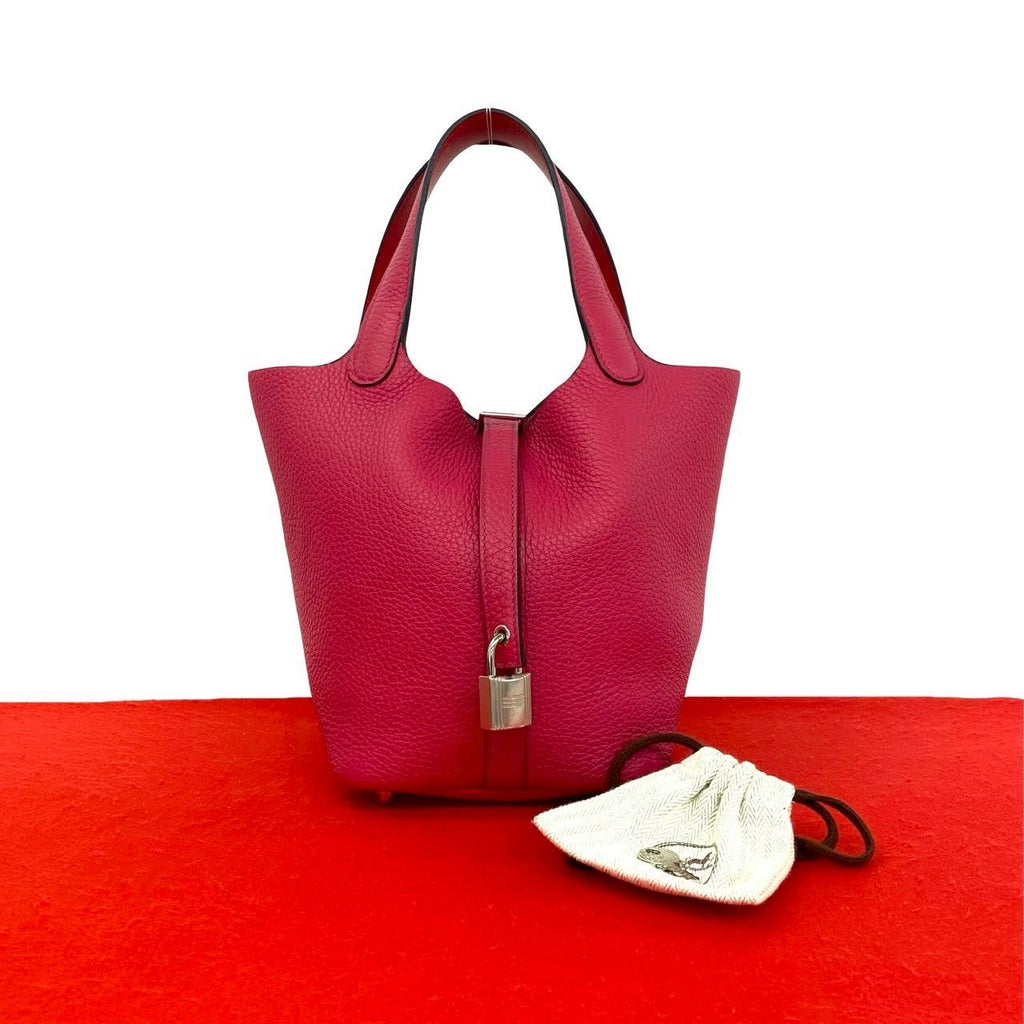 Hermes Picotin Lock PM Taurillon Clemence Leather Handbag Mini Tote Pink