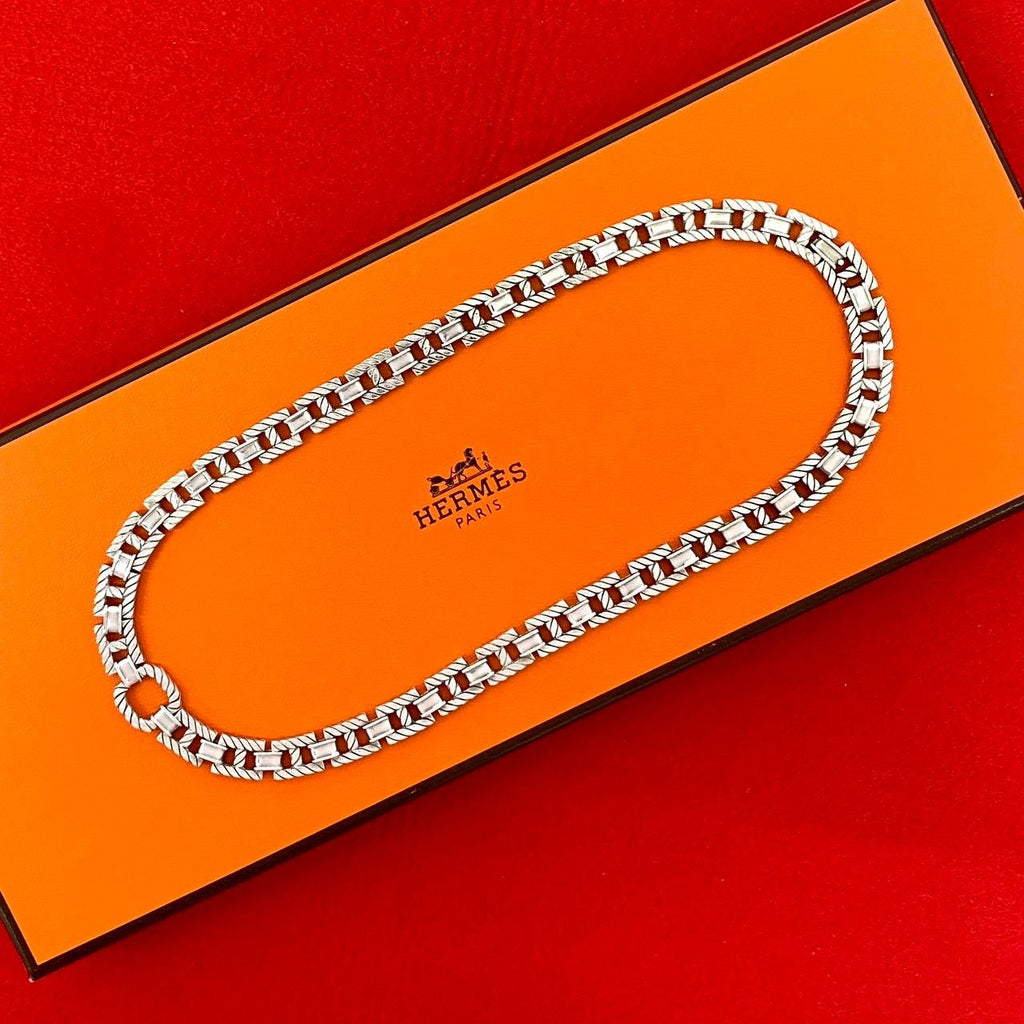 Hermes Grandspaw Vintage Silver 800 Necklace Choker Pendant