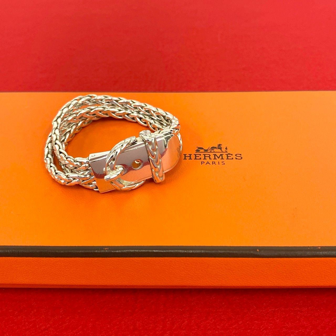Hermes Vintage Diane 925 Sterling Silver Bracelet Bangle