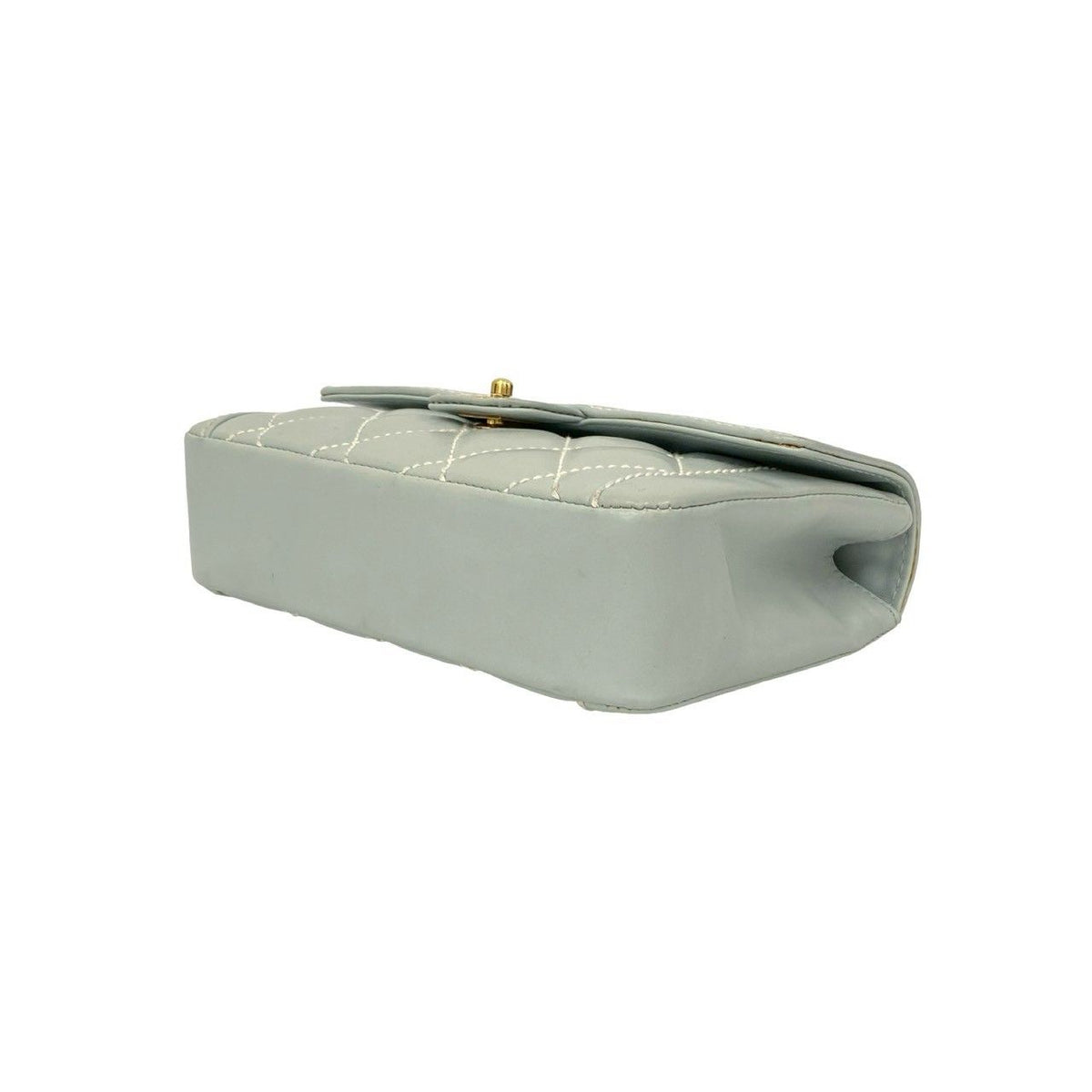 Chanel Quilted Coco Wild Stitch Leather Handbag Light Blue — view 8