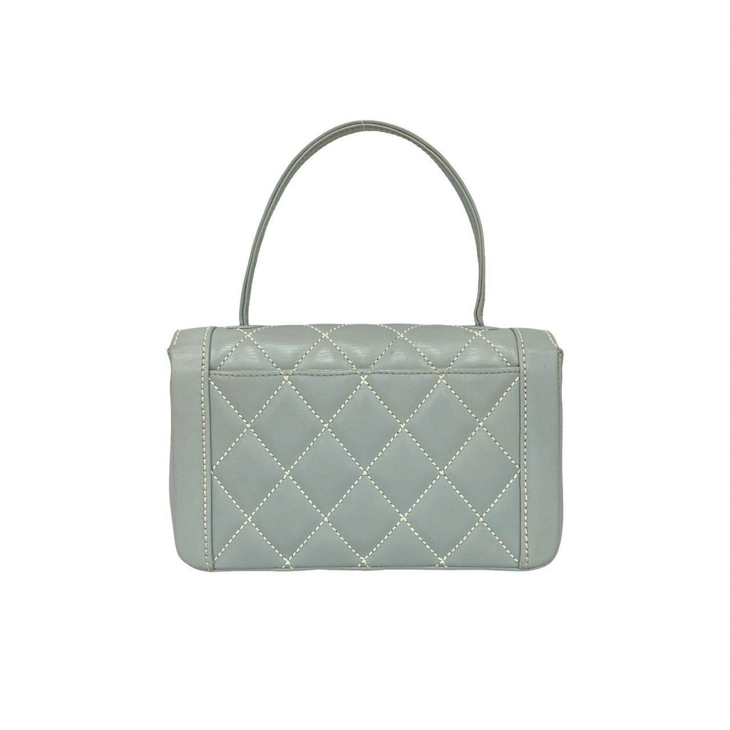 Chanel Quilted Coco Wild Stitch Leather Handbag Light Blue — view 3