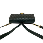 Chanel Quilted CC Logo Lambskin Leather Backpack Black — view 4