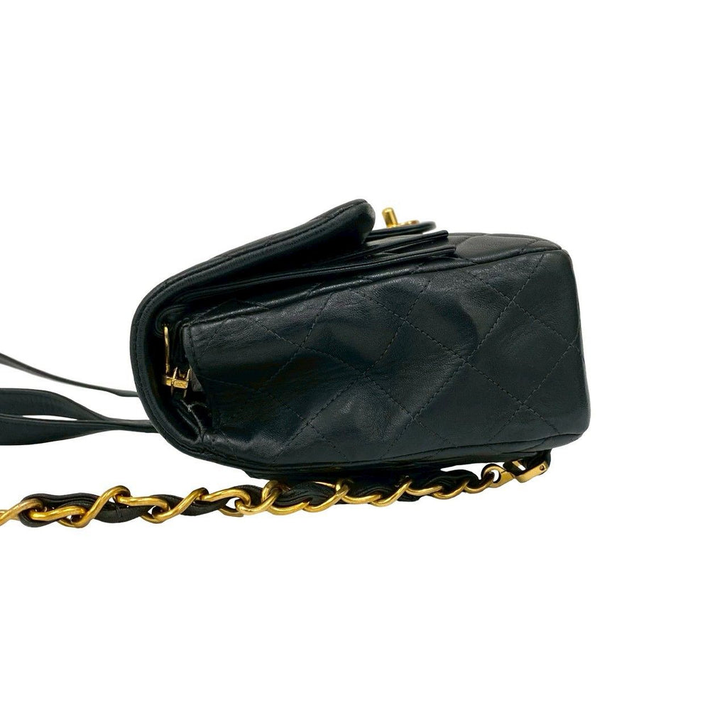 Chanel Quilted CC Logo Lambskin Leather Backpack Black — view 5
