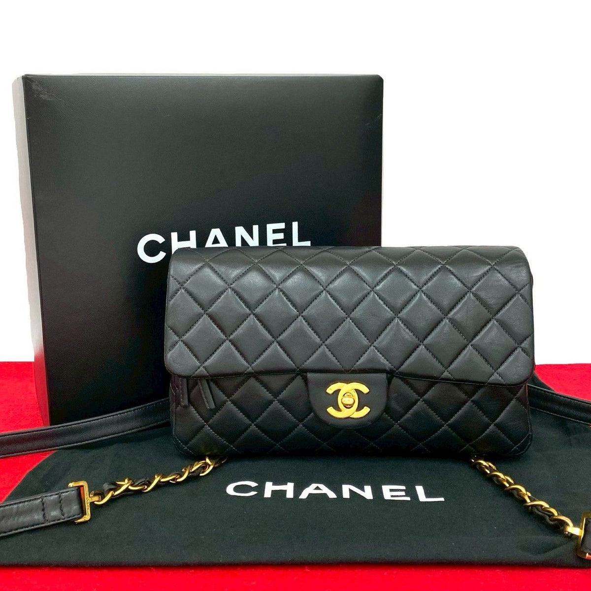 Chanel Quilted CC Logo Lambskin Leather Backpack Black