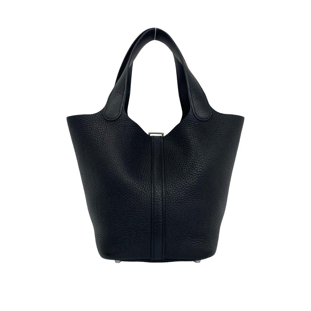 Hermes with Lock Picotin PM Taurillon Clemence Leather Handbag Mini Tote Black — view 3